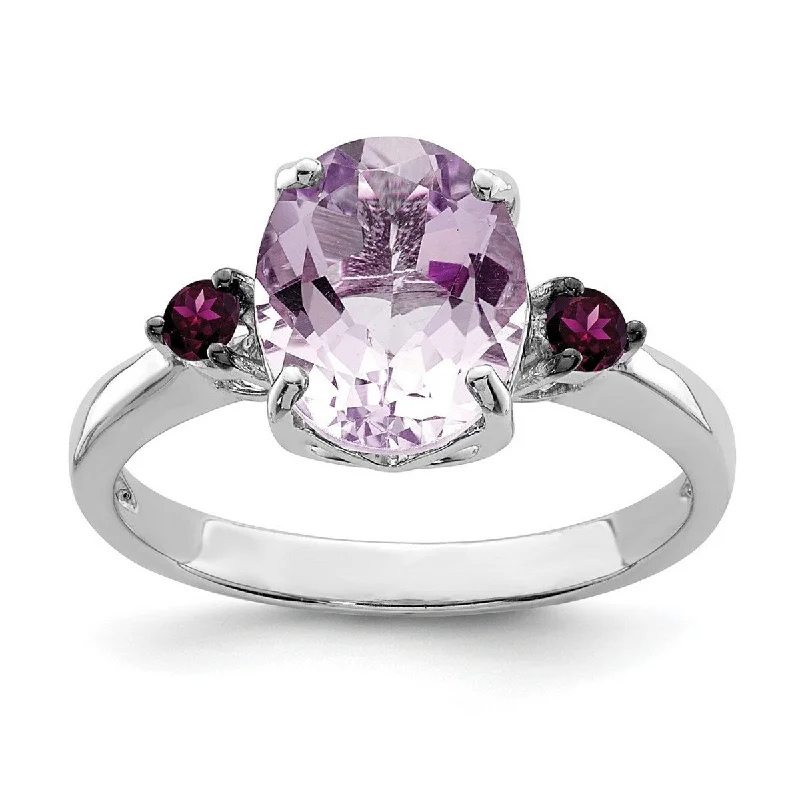 uncut silver ring-Curata 925 Sterling Silver Polished Pink Amethyst and Rhodolite Garnet Ring