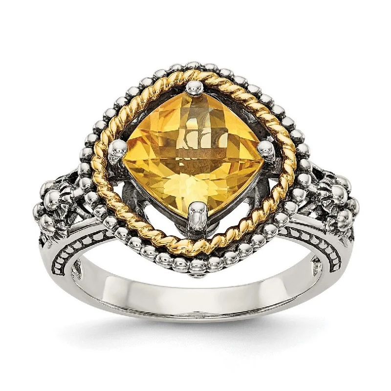 stamped gemstone ring-Curata 925 Sterling Silver Polished Prong set With 14k 2.10Citrine Ring