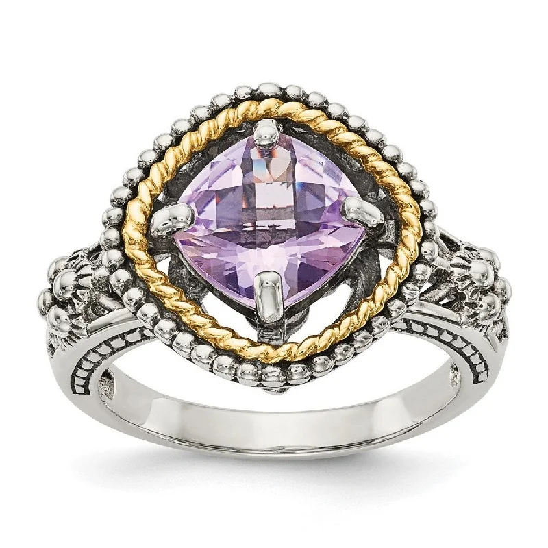 rose gold ten-band ring-Curata 925 Sterling Silver Polished Prong set With 14k 2.10Pink Amethyst Ring