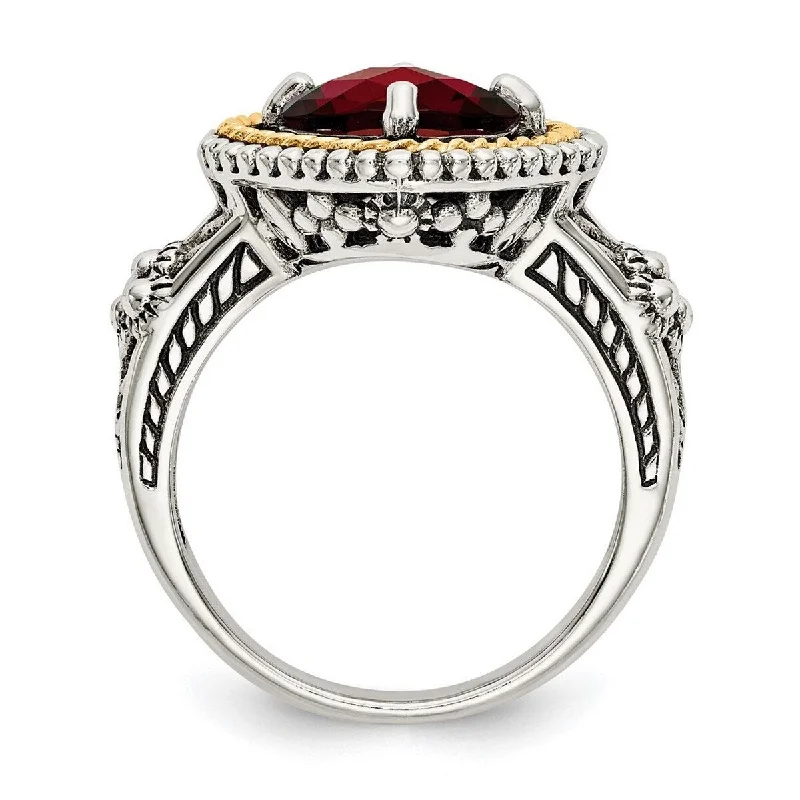 knotted love ring-Curata 925 Sterling Silver Polished Prong set With 14k 2.38Garnet Ring