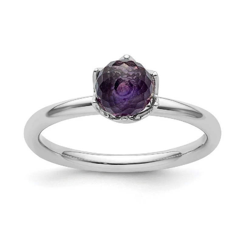 swoop shank ring-Curata 925 Sterling Silver Polished Stackable Expressions Amethyst Briolette Ring