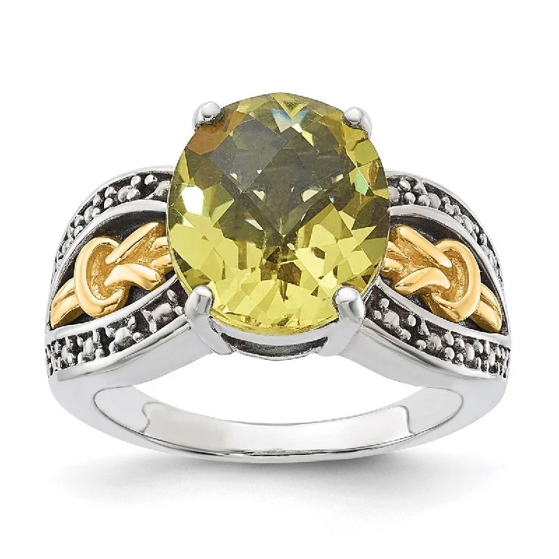 bendable silver ring-Curata 925 Sterling Silver With 14k 3.30Lemon Quartz Ring