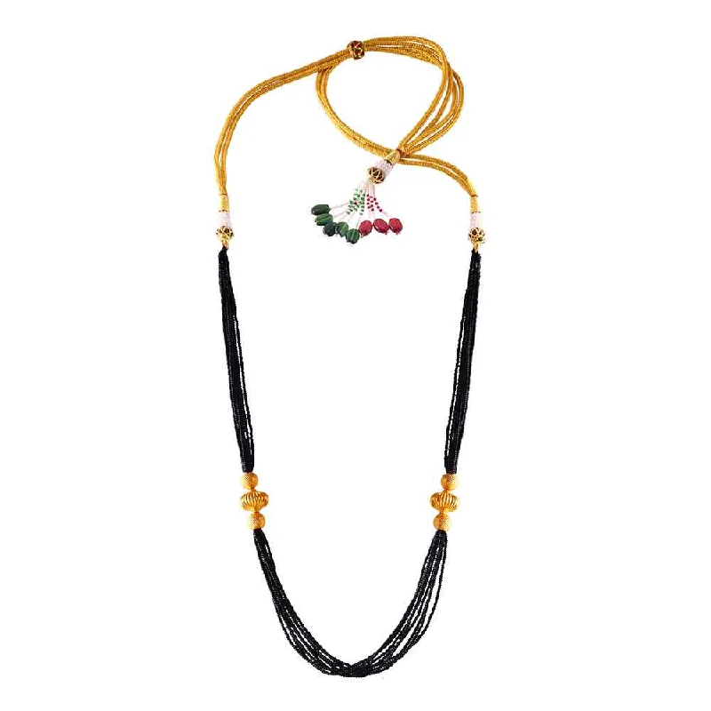 stamped love necklace-Dazzling Thusi Gold Mangalsutra Necklace