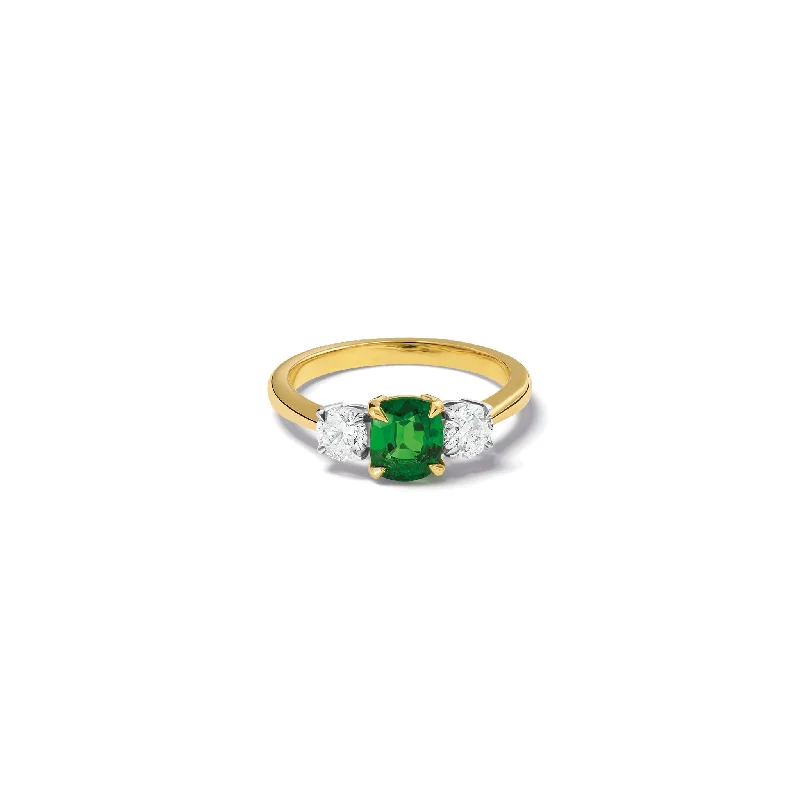 rose gold ten-ring-Delilah Engagement Ring 18ct White & Yellow Gold - Tsavorite Garnet & Diamond