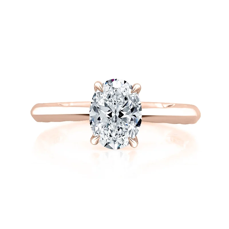 rose quartz stone ring-Diamond Semi Mount Ring | 14k Rose (1.50ct Head)