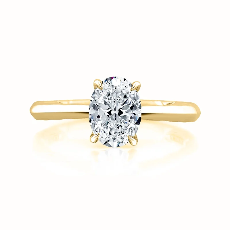 frond diamond ring-Diamond Semi Mount Ring | 14k Yellow (1.50ct Head)