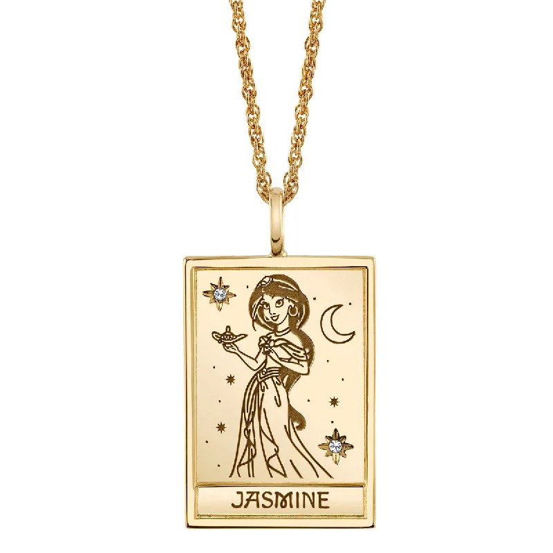 rose gold ten-chain necklace-Disney X RockLove ALADDIN Jasmine Tablet Necklace