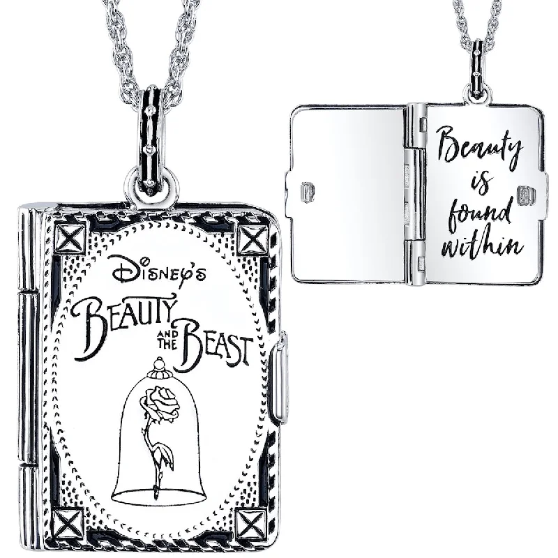 retro-style chain necklace-Disney X RockLove BEAUTY AND THE BEAST Storybook Pendant