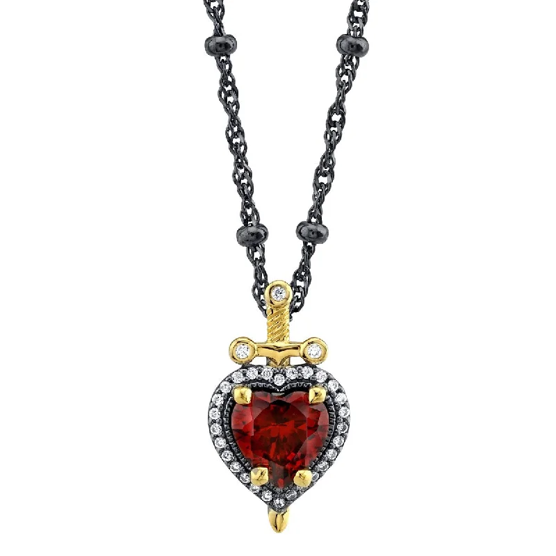 flow-shaped charm necklace-Disney X RockLove SNOW WHITE Dagger Heart Necklace