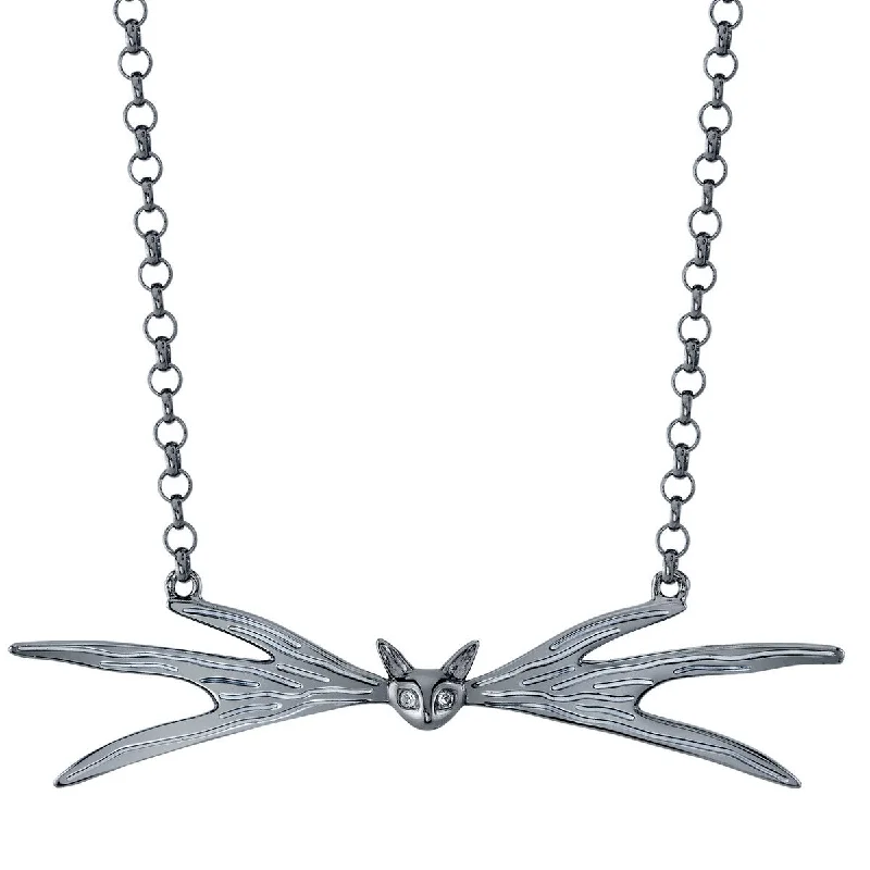 heavy silver necklace-Disney X RockLove THE NIGHTMARE BEFORE CHRISTMAS Bat Bow Tie Necklace