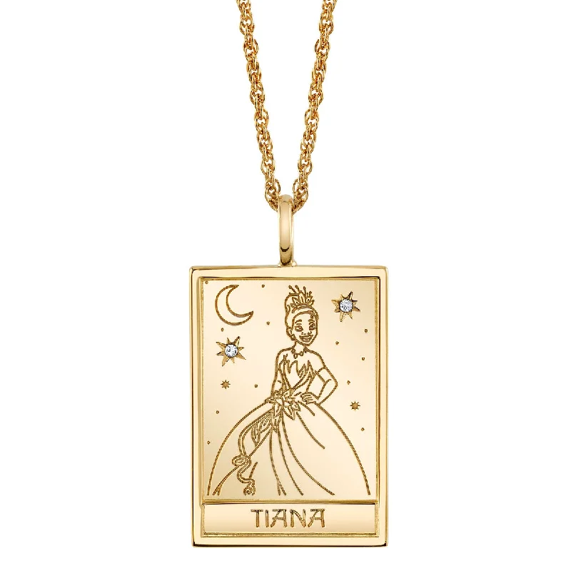 luxurious cocktail necklace-Disney X RockLove THE PRINCESS AND THE FROG Tiana Tablet Necklace