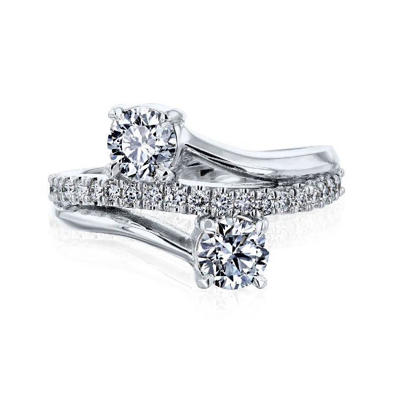 tarnished silver band ring-Duo Diamond Ring