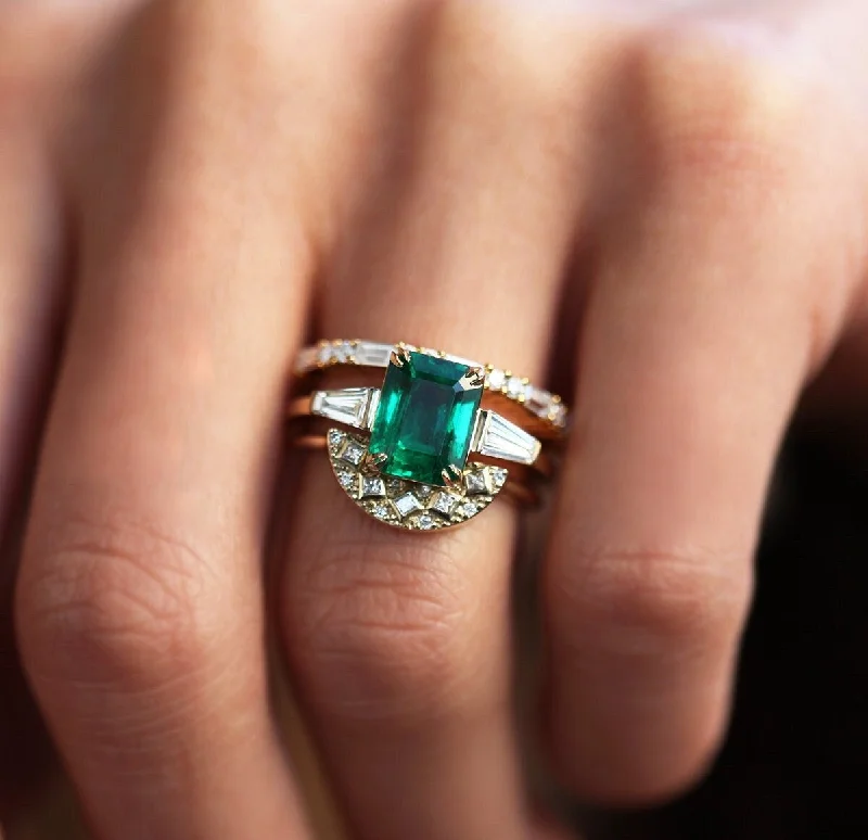 elegant promise ring-Cleo Emerald Ring Set