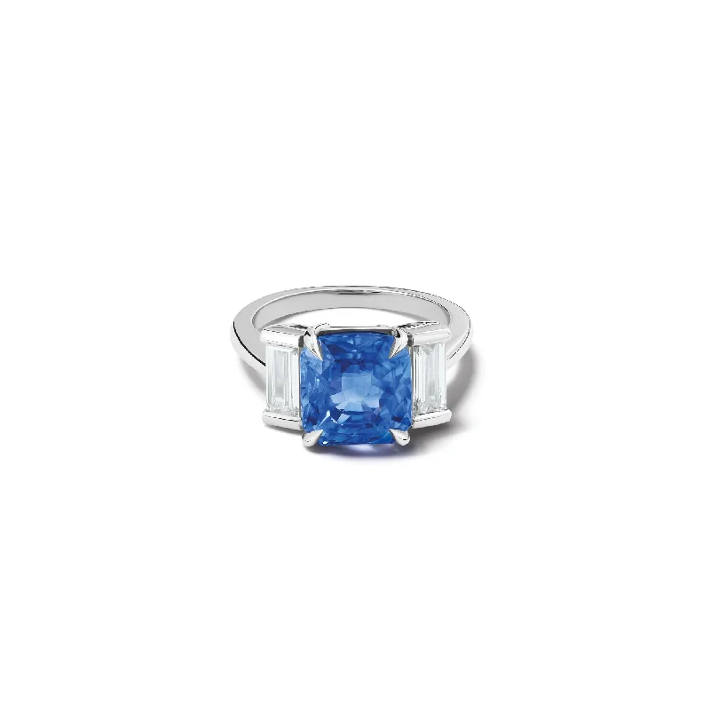 bicolor promise ring-Emma Engagement Ring Platinum - Blue Sapphire & Diamond