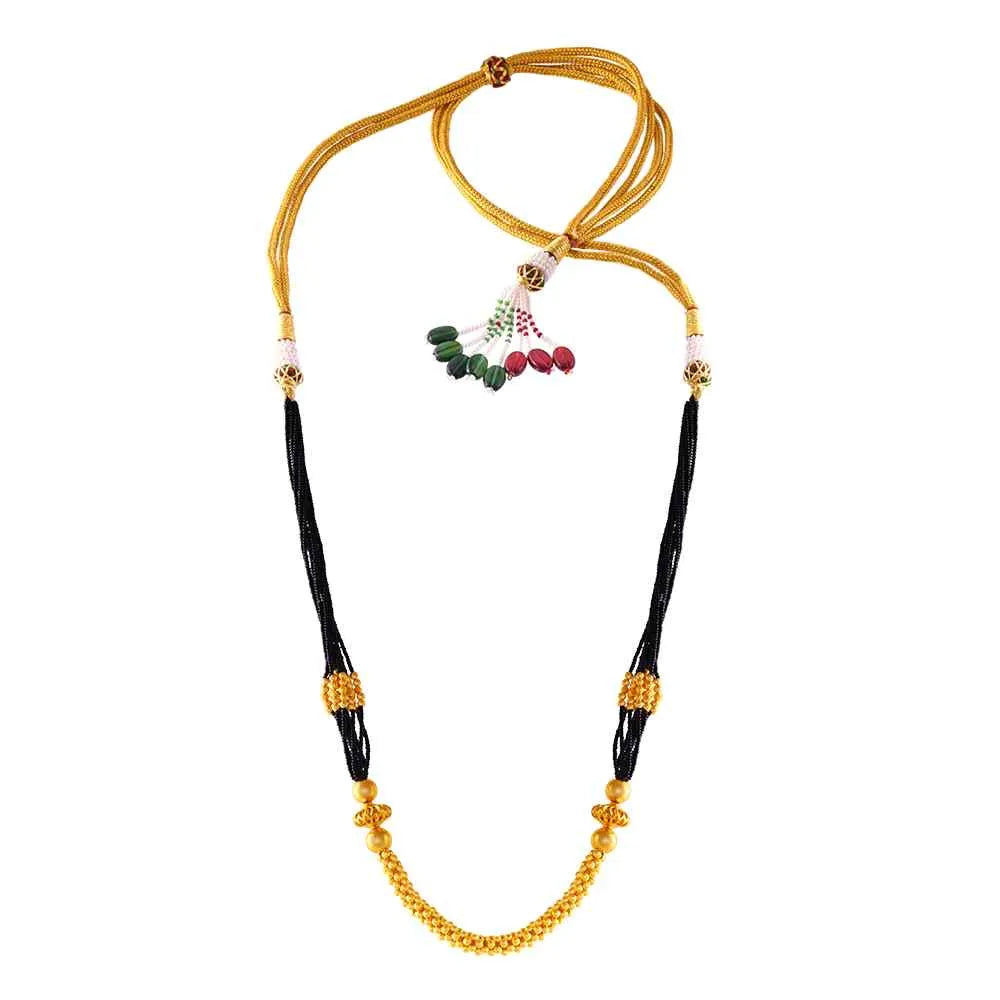 frond charm necklace-Exalted Thusi 22k Gold Mangalsutra