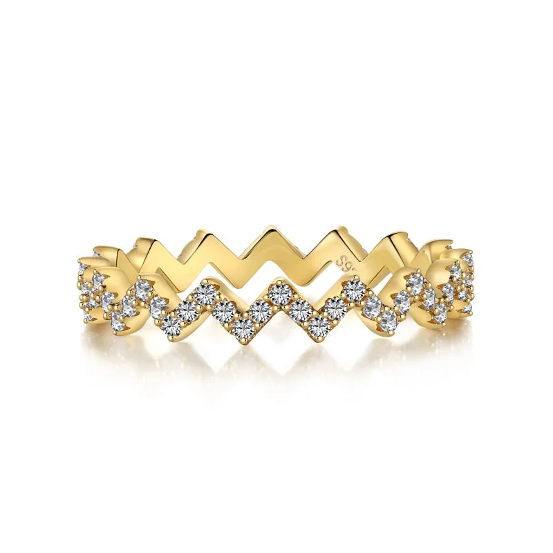 ten-gem ring-Gold Crown Diamond Ring