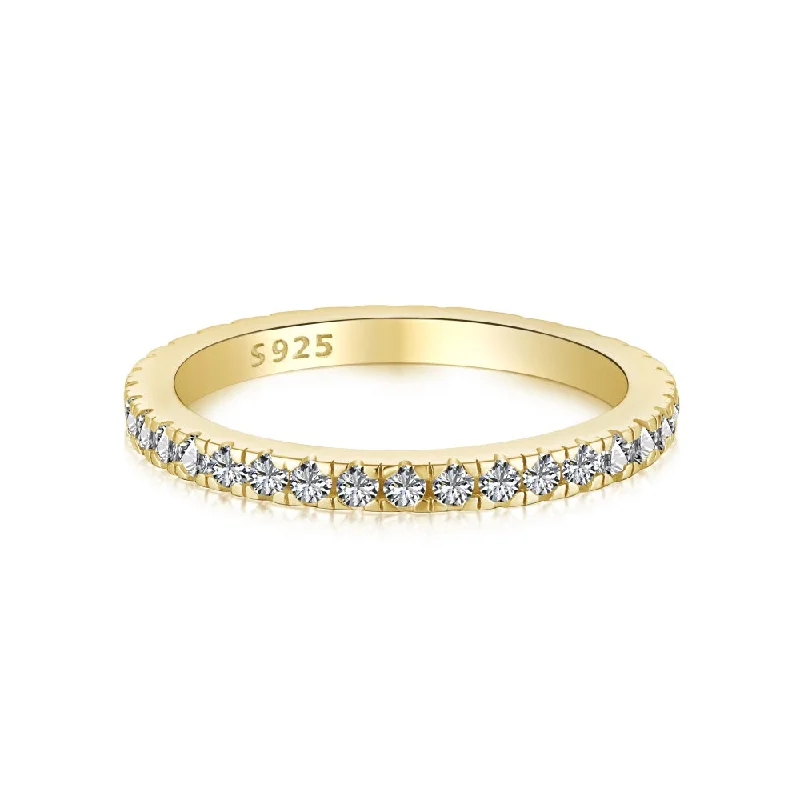 stamped eternity ring-Gold Minimal Diamond Ring