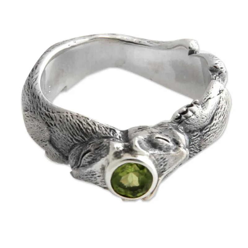 rose gold ten-ring-Handmade Dreams of a Cat Peridot Sterling Silver Ring (Indonesia)