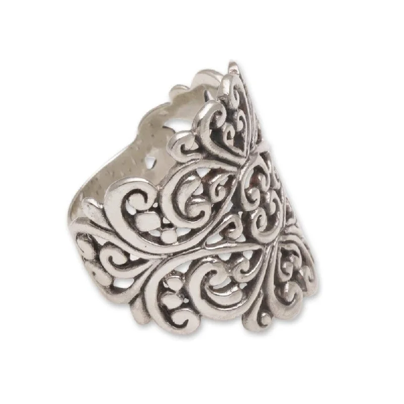 stellar star ring-Handmade Sterling Silver Tangled in Love Ring (Indonesia)