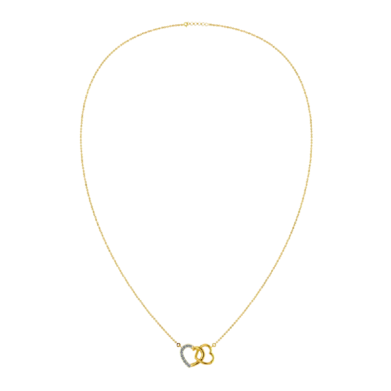 retro emerald necklace-Heart-lock Themed Diamond-studded Gold Necklace