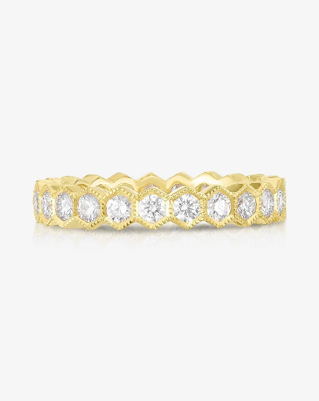 flow-shaped promise ring-Hexagon Eternity Band