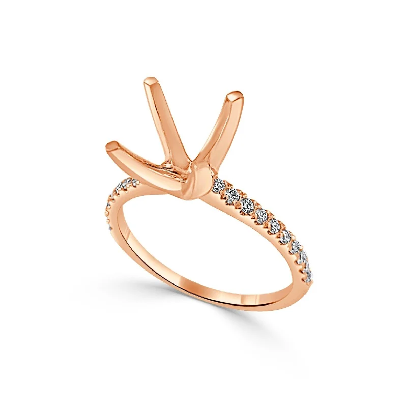 swoop shank ring-Joelle 14K Gold Diamond Semi Mounting Ring 3/8 ct TDW - Pink