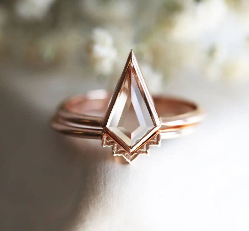 chiseled couple ring-Anahi Kite Morganite Ring Set