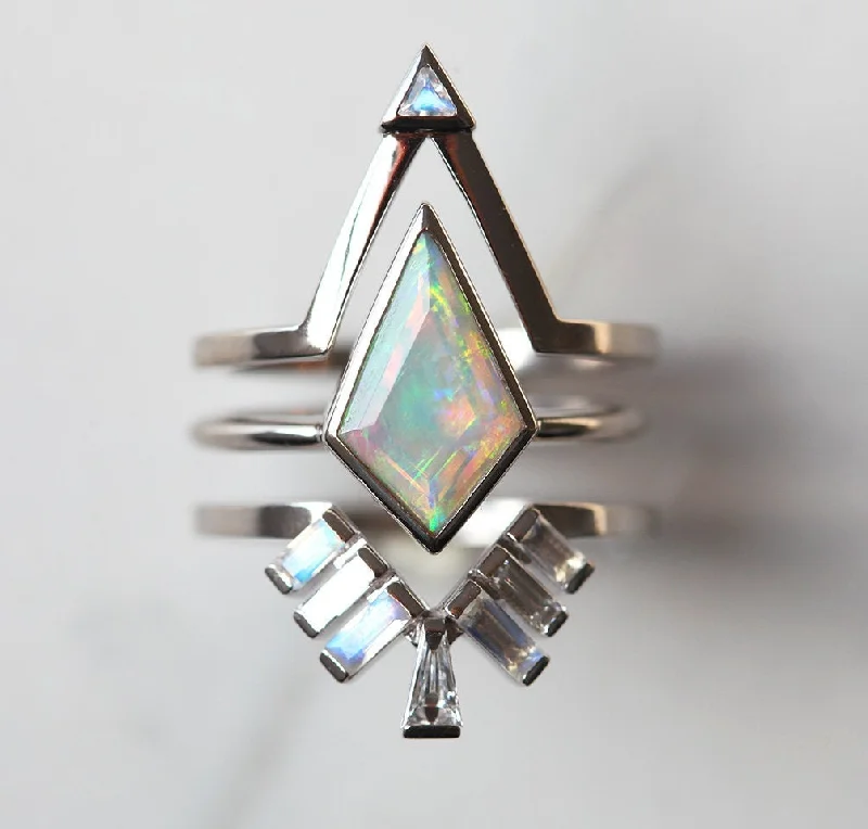 frond stamped ring-Leticia Kite Opal Ring Set