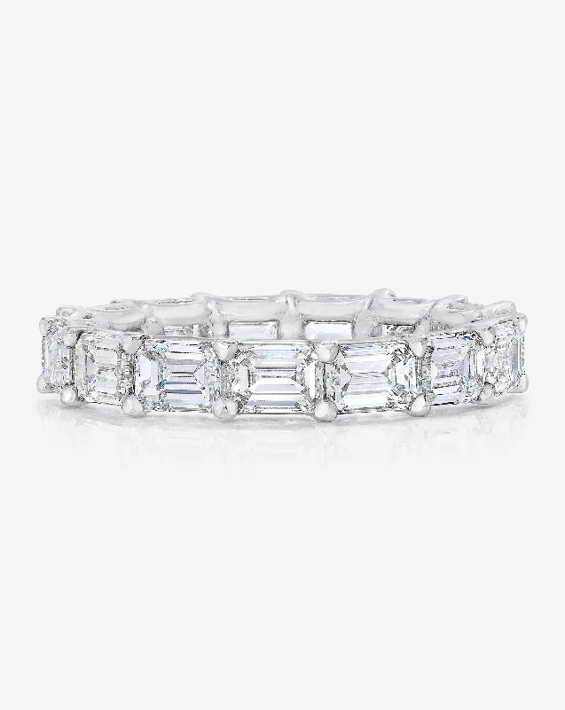 ten-stone ring-Lab Grown Sideways Emerald Eternity Band