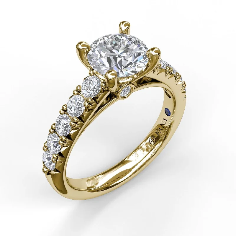 leafy-inspired band ring-Lady's Yellow 14 Karat Engagement Ring 0.63tw Round Diamonds 2.0 CT CENTER