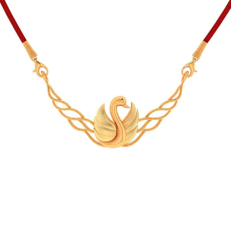 stamped silver necklace-Leafy Swan Designed 18k Gold Necklace