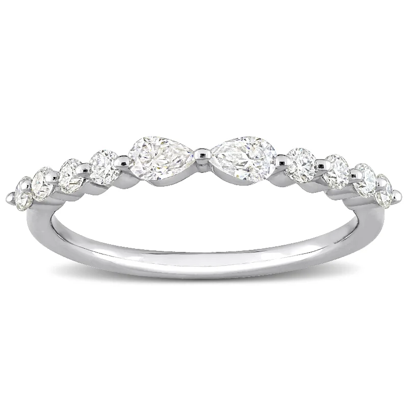 regency gold ring-Miadora 2/5ct DEW Moissanite Semi-Eternity Ring in Sterling Silver