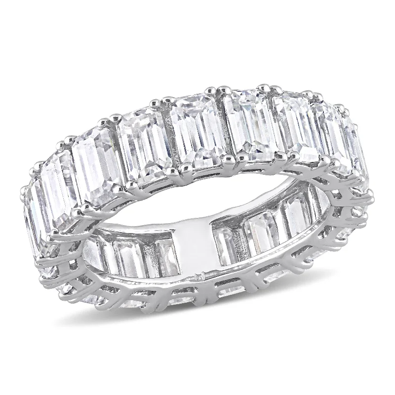 luxurious cocktail ring-Miadora 5 3/4ct DEW Emerald Cut Created Moissanite Eternity Ring in 14k White Gold