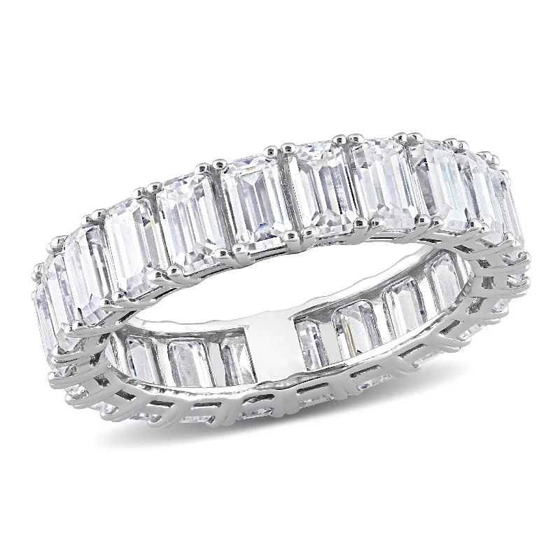 shimmering opal ring-Miadora 6 3/5ct DEW Emerald Cut Created Moissanite Eternity Ring in 14k White Gold