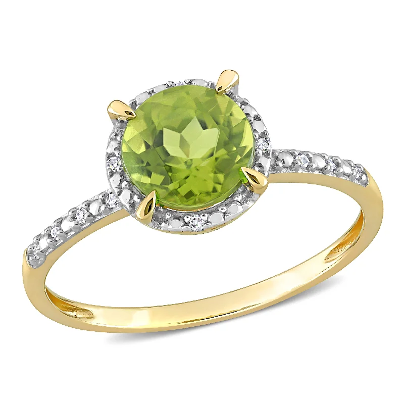 wanderlust turquoise band ring-Mimi & Max 1 1/2ct TGW Peridot Halo Ring with Diamond accents in 10k Yellow Gold