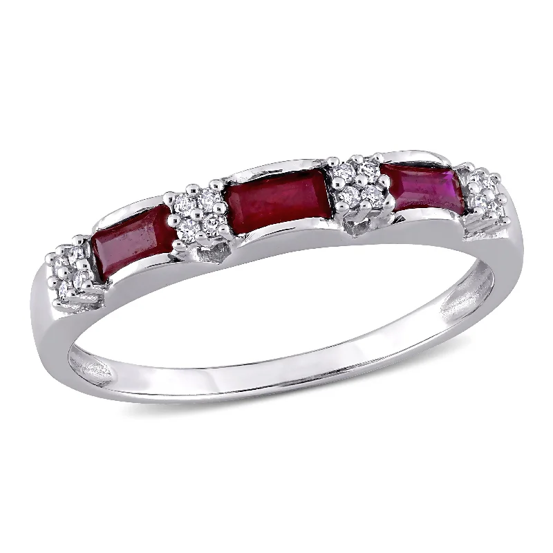 bendable gemstone ring-Mimi & Max 1/2ct TGW Ruby and Diamond Accent Eternity Ring in 10k White Gold