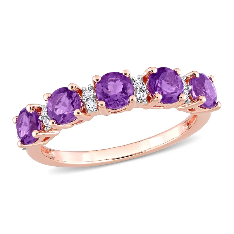 bendable infinity ring-Mimi & Max 1 3/5 CT TGW Amethyst-Africa and White Topaz Semi Eternity Ring