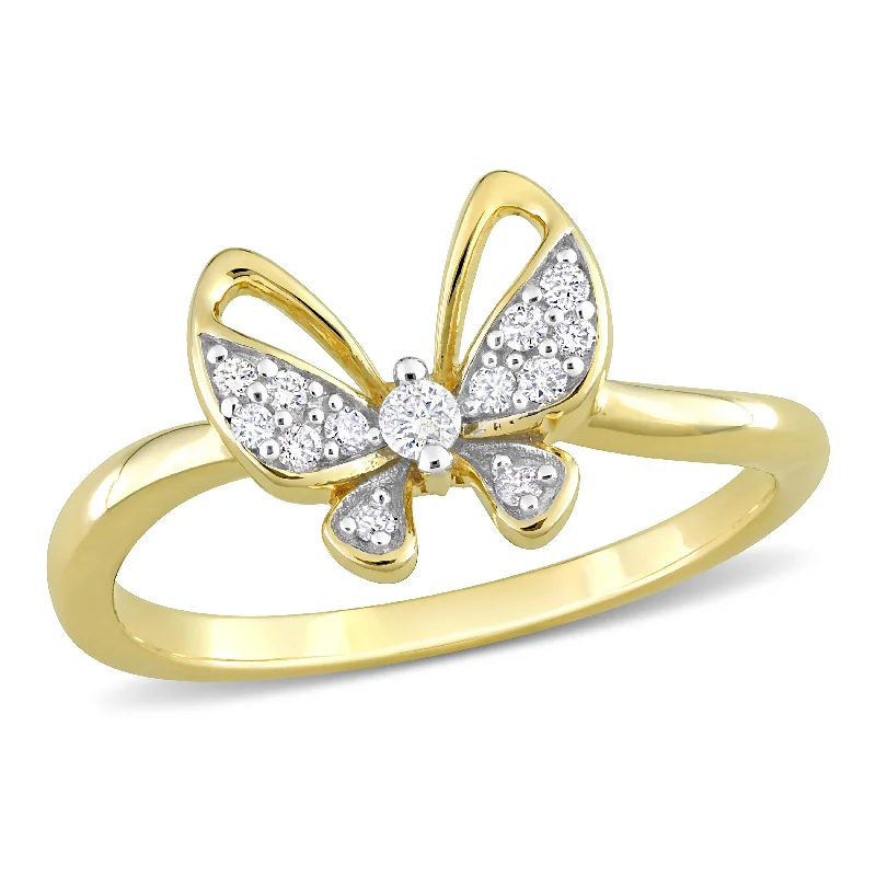 custom cosmos ring-Mimi & Max 1/8ct TDW Diamond Butterfly Design Ring in 10k Yellow Gold