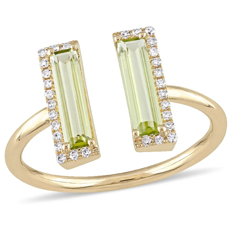 knotted promise ring-Mimi & Max 1ct TGW Peridot and 1/10ct TDW Diamond Open Ring in 14k Yellow Gold