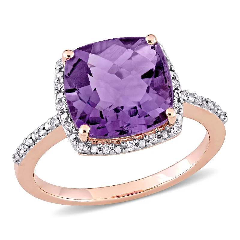 bendable birthstone ring-Mimi & Max 3 1/2 CT TGW Cushion Cut Checkerboard Amethyst Halo Ring