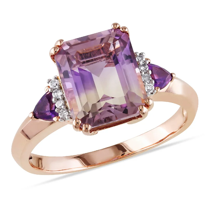 thin promise ring-Mimi & Max 3 2/5 CT TGW Emerald Cut Ametrine, Amethyst and Diamond Accent Ring