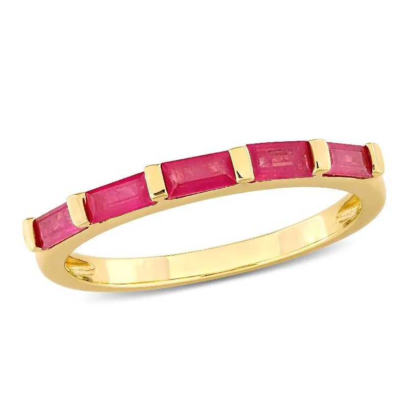 pewter eternity ring-Mimi & Max 4/5ct TGW Five Stone Ruby Fashion Ring in 10k Yellow Gold