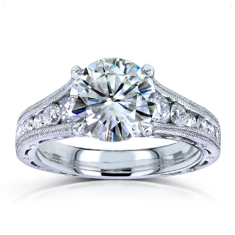 ocean tide ring-Moissanite and Channel Diamond Ring