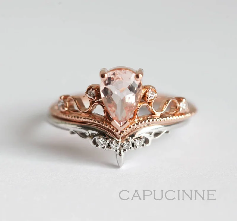 urban gemstone ring-Renata Morganite Ring Set