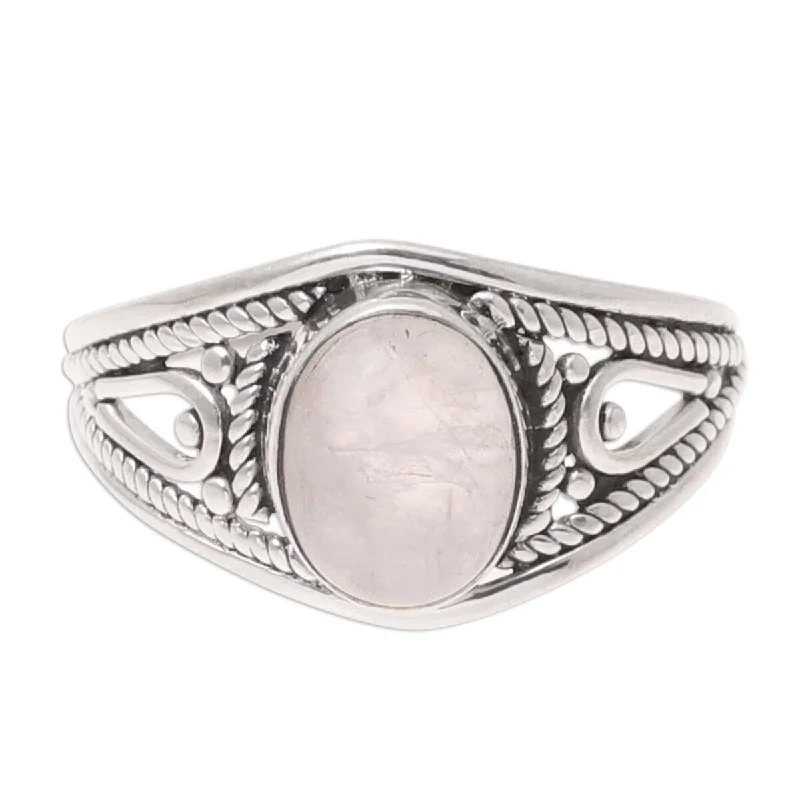 pewter eternity ring-NOVICA Gleaming Appeal, Rainbow moonstone cocktail ring