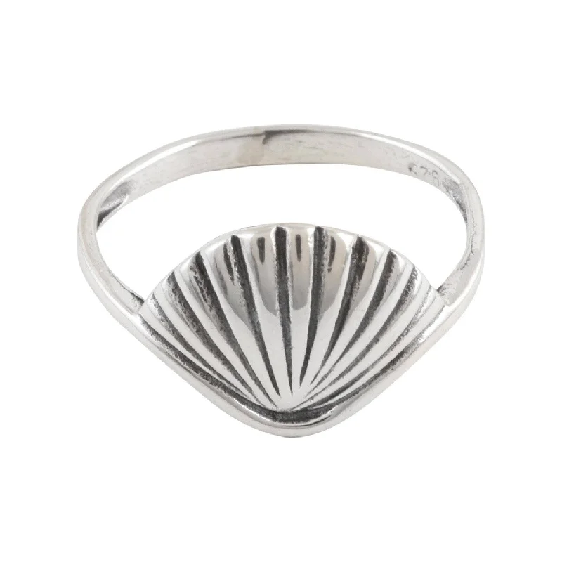 luxurious diamond ring-NOVICA Sleek Shell, Sterling silver cocktail ring