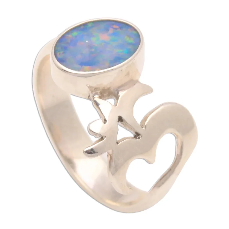 uncut silver ring-NOVICA Sterling Silver Hindu Meditation Opal Ring