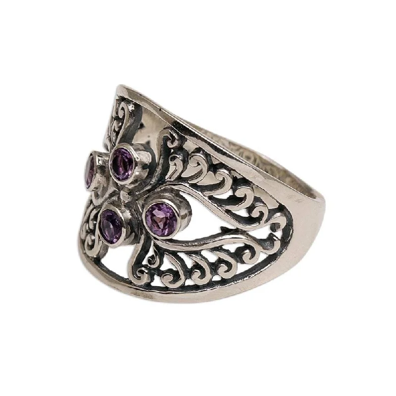 regency diamond ring-NOVICA Vine Queen, Amethyst cocktail ring