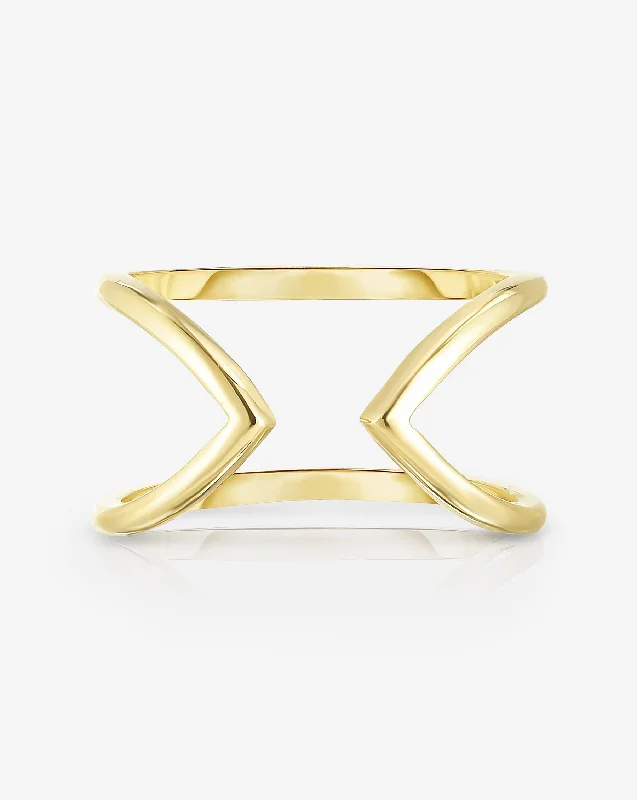 retro-style band ring-Open Geometric Ring