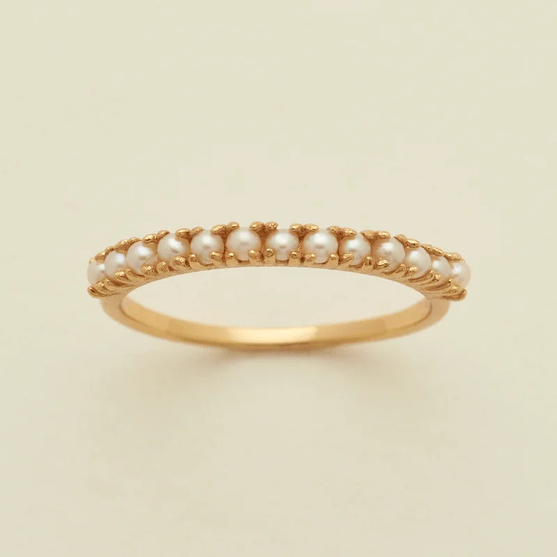 frond stamped ring-Pearl Stacking Band Ring | Final Sale